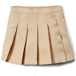 Khaki Pleaded Side-Button Skirt